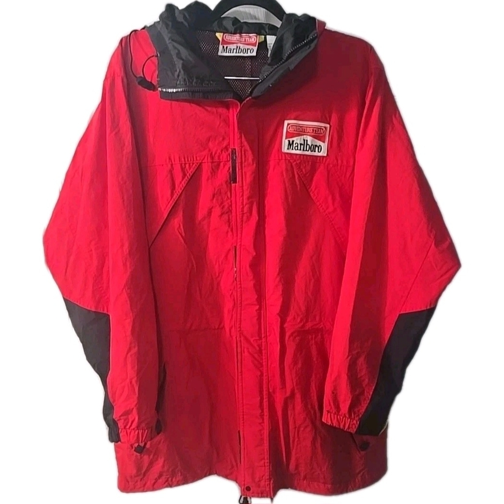 Vintage Marlboro Adventure Team Jacket Mens‎ Sz L Nylon Hooded Outdoor 90s Adult